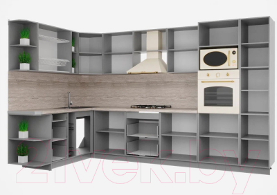 Готовая кухня Интерлиния Мила Шато 1.88x3.4 ВТ левая