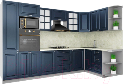 Готовая кухня Интерлиния Мила Шато 1.68x3.2 ВТ правая - фото