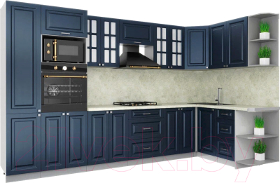 Готовая кухня Интерлиния Мила Шато 1.68x3.4 ВТ правая - фото