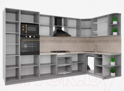 Готовая кухня Интерлиния Мила Шато 1.68x3.4 ВТ правая