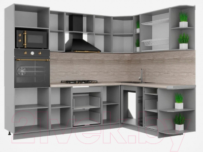 Готовая кухня Интерлиния Мила Шато 1.88x2.6 ВТ правая