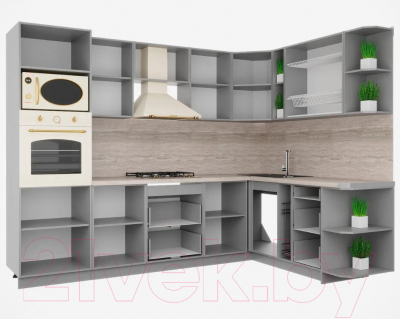 Готовая кухня Интерлиния Мила Шато 1.88x2.8 ВТ правая