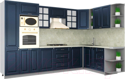 Готовая кухня Интерлиния Мила Шато 1.88x3.2 ВТ правая - фото