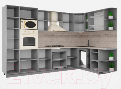 Готовая кухня Интерлиния Мила Шато 1.88x3.2 ВТ правая