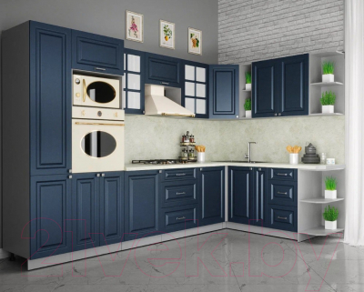 Готовая кухня Интерлиния Мила Шато 1.88x3.2 ВТ правая