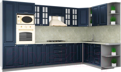 Готовая кухня Интерлиния Мила Шато 1.88x3.4 ВТ правая - фото
