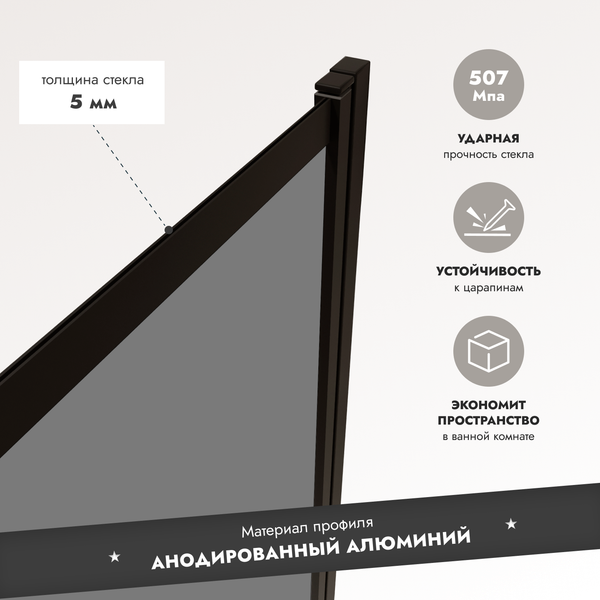 Стеклянная шторка для ванны Benetto BEN801 BLT