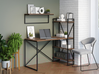 Письменный стол Loftyhome Мальборк Практик-П / 1628013 (шимо темный)