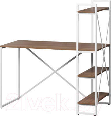 Письменный стол Loftyhome Мальборк Практик-П / 1628014 (шимо темный с белым основанием) - фото