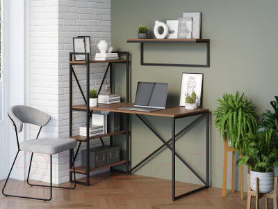 Письменный стол Loftyhome Мальборк Практик-Л / 1628015 (шимо темный)