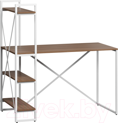 Письменный стол Loftyhome Мальборк Практик-Л / 1628016 (шимо темный с белым основанием) - фото