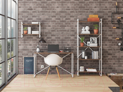 Письменный стол Loftyhome Мальборк Кросс мини / 1628018 (шимо темный с белым основанием)