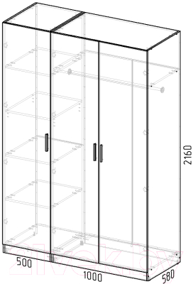 Шкаф Интермебель Марсель-1 / МР 01-01-MN (луна софт)