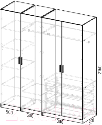 Шкаф Интермебель Марсель-5 / МР 01-05-MN (луна софт)