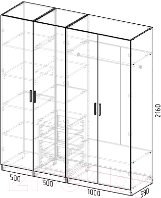 Шкаф Интермебель Марсель-7 / МР 01-07-MN (луна софт)