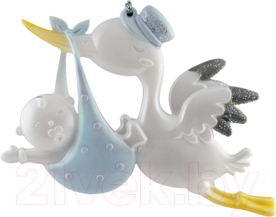 Елочная игрушка Erich Krause Decor. Аист с ребенком / 56536 - фото