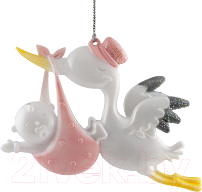 Елочная игрушка Erich Krause Decor. Аист с ребенком / 51168 - фото