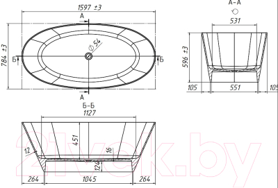 Ванна из искусственного камня Belux Дубай ВД-1600