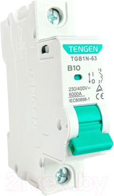 Выключатель автоматический Tengen TGB1N-63 1P 10A B 6kA 1M / TGB1N-63-1-10B - фото