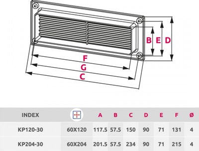Решетка вентиляционная Awenta KP204-30BR
