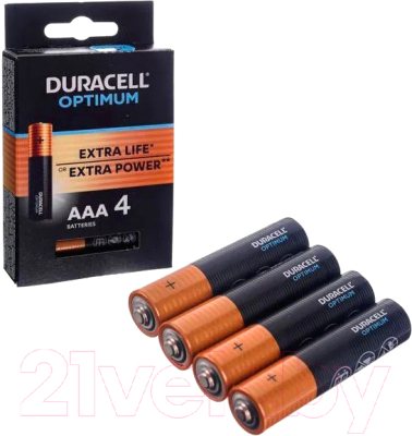 Комплект батареек Duracell LR03 AAA Optimum 1.5В - фото