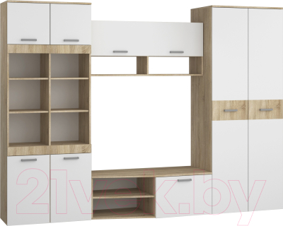 Стенка Премиум Скай ТВА (дуб сонома/белый) - фото