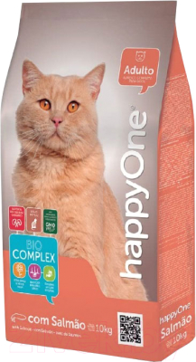 Сухой корм для кошек HappyOne Cat Salmon с эффектом вывода шерсти - фото