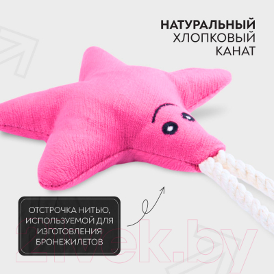 Игрушка для собак Mr. Kranch Звездочка с канатом и пищалкой / MKR80256