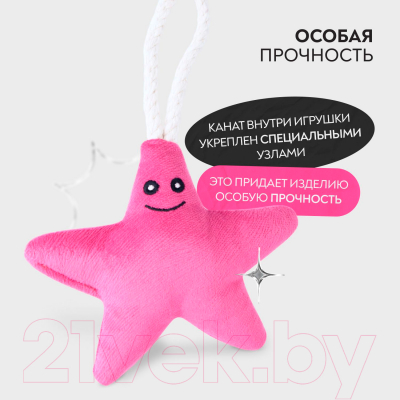 Игрушка для собак Mr. Kranch Звездочка с канатом и пищалкой / MKR80256