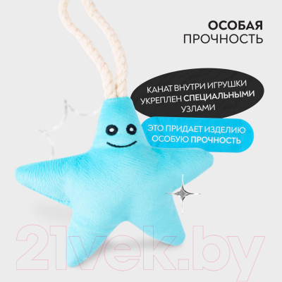 Игрушка для собак Mr. Kranch Звездочка с канатом и пищалкой / MKR80255