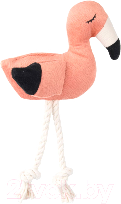 Игрушка для собак Mr. Kranch Фламинго с канатом и пищалкой / MKR80262 - фото