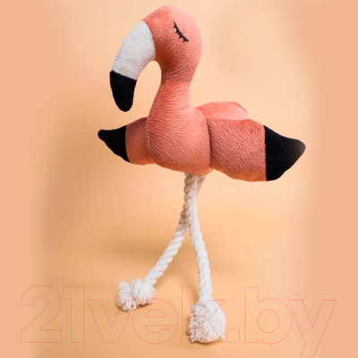 Игрушка для собак Mr. Kranch Фламинго с канатом и пищалкой / MKR80262