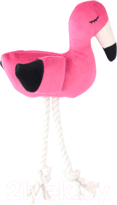 Игрушка для собак Mr. Kranch Фламинго с канатом и пищалкой / MKR80261 - фото