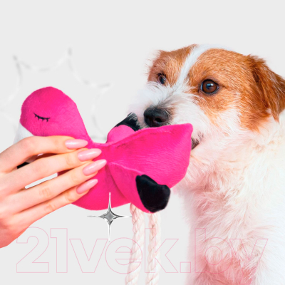 Игрушка для собак Mr. Kranch Фламинго с канатом и пищалкой / MKR80261