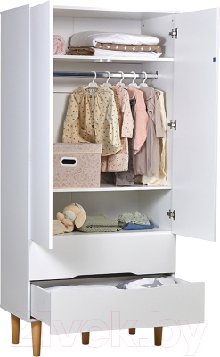 Шкаф Polini Kids Simple двухсекционный с ящиками 3610 / 0002753.163 (белый/дуб каменный) - фото