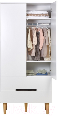 Шкаф Polini Kids Simple двухсекционный с ящиками 3610 / 0002753.163 (белый/дуб каменный)