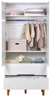 Шкаф Polini Kids Simple двухсекционный с ящиками 3610 / 0002753.163 (белый/дуб каменный)