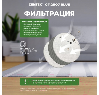 Пылесос Centek CT-2507 (синий)