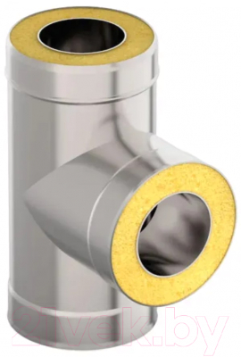 Тройник для дымохода UMKPRO Сэндвич 90 ф 130х200 AISI 439/439 1.0мм/0.5мм (К) h=380мм - фото