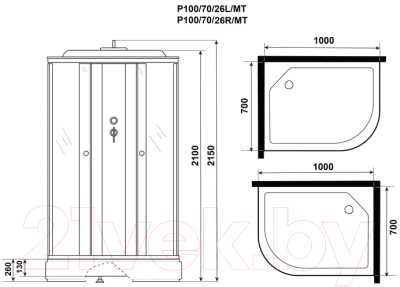 Душевая кабина Niagara Promo P100/70/26L/MT 100x70x215