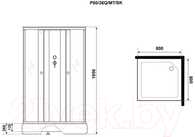 Душевая кабина Niagara Promo P80/26Q/MT/BK 80x80x195