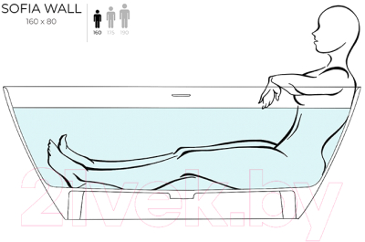 Ванна из искусственного мрамора Salini Sofia Wall 160x80 / 102517G
