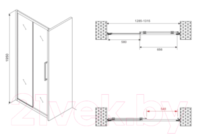 Душевая дверь Abber Schwarzer Diamant AG30130BMH