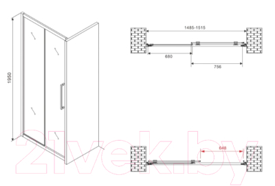 Душевая дверь Abber Schwarzer Diamant AG30150BMH