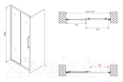 Душевая дверь Abber Schwarzer Diamant AG30160BMH