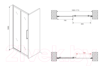 Душевая дверь Abber Schwarzer Diamant AG30170BMH