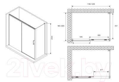 Душевой уголок Abber Komfort AG93120-S102