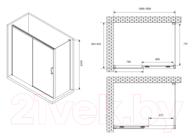 Душевой уголок Abber Komfort AG93160-S92