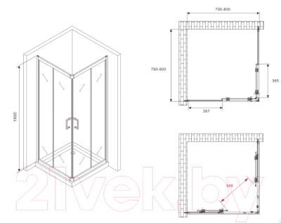 Душевой уголок Abber Schwarzer Diamant AG020805