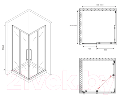Душевой уголок Abber Schwarzer Diamant AG02100BDTH